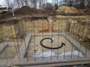 Basement foundation walls prepped